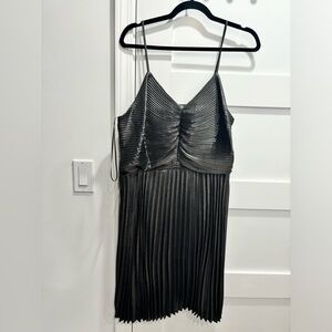 Express Metallic Pleated Bow Back Dress